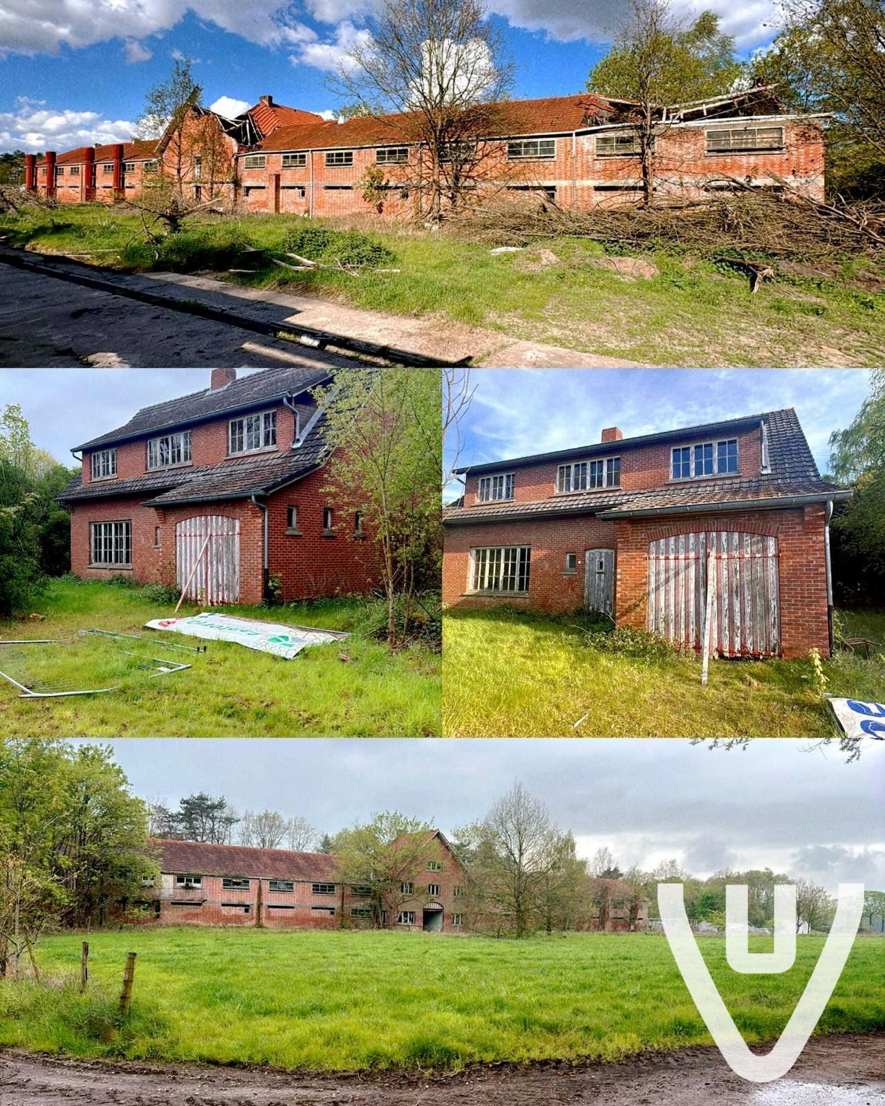 Groote boerderij met gebouw en huis